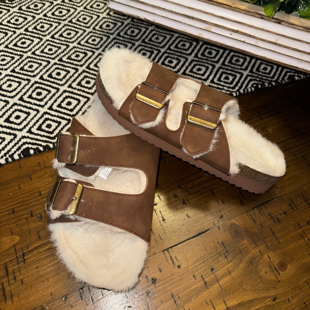 New! Sherpa/fur lined sandals!